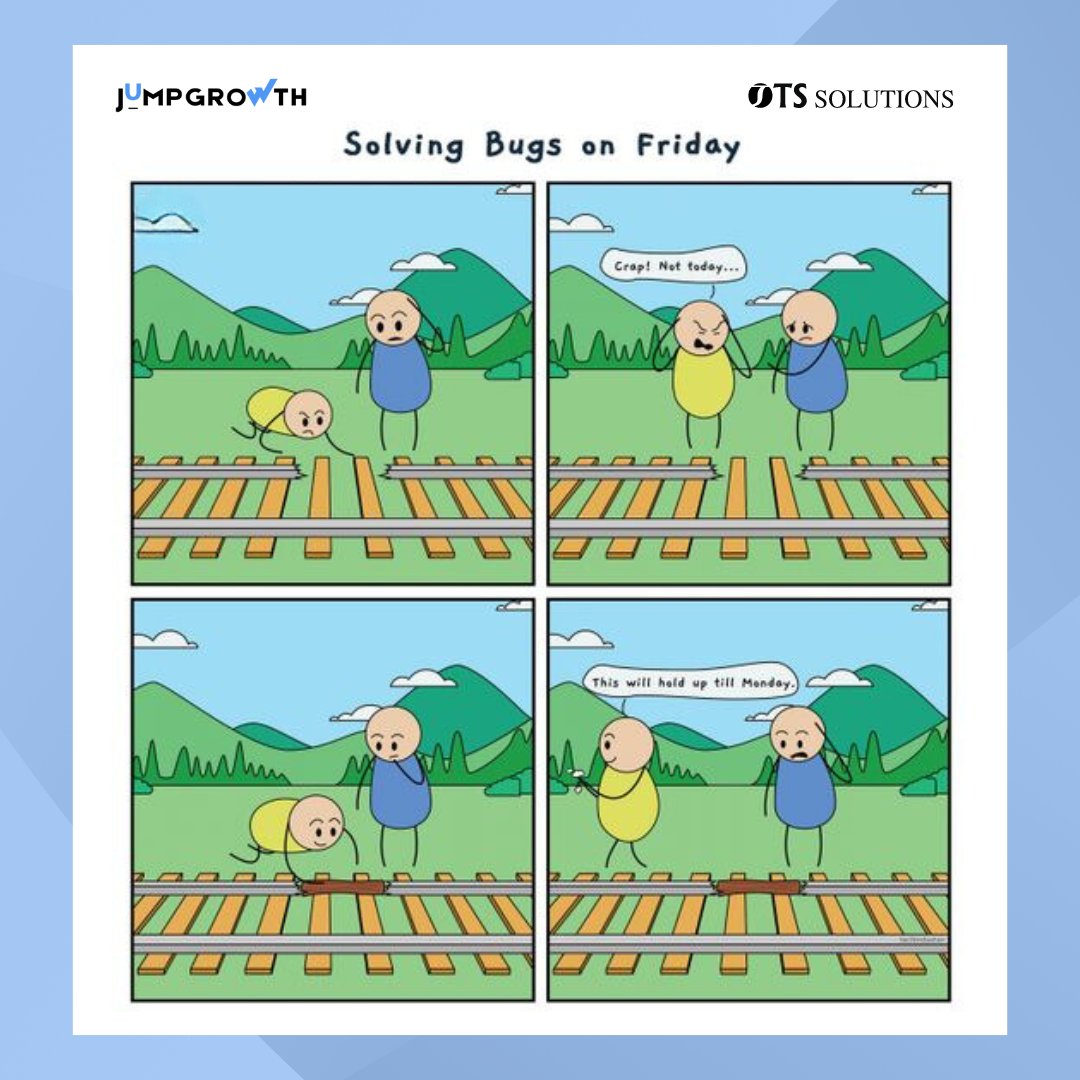 Friday fixes be like… let’s hope it sticks Follow @GrowthJump for more updates like this! #FridayFixes #ProgrammingHumor #JumpGrowth #BugSolving #DeveloperLife