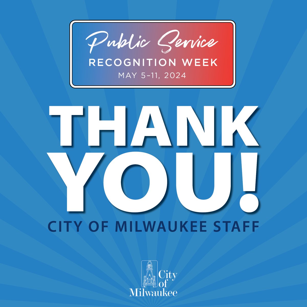 Happy Public Service Recognition Week from all of us at the City of Milwaukee!🎉It’s especially important for us to recognize govt workers who do important work that positively affects all of us every day. Thanks for your dedication! #PSRW Get resources➡️milwaukee.gov/psrw#PSRW
