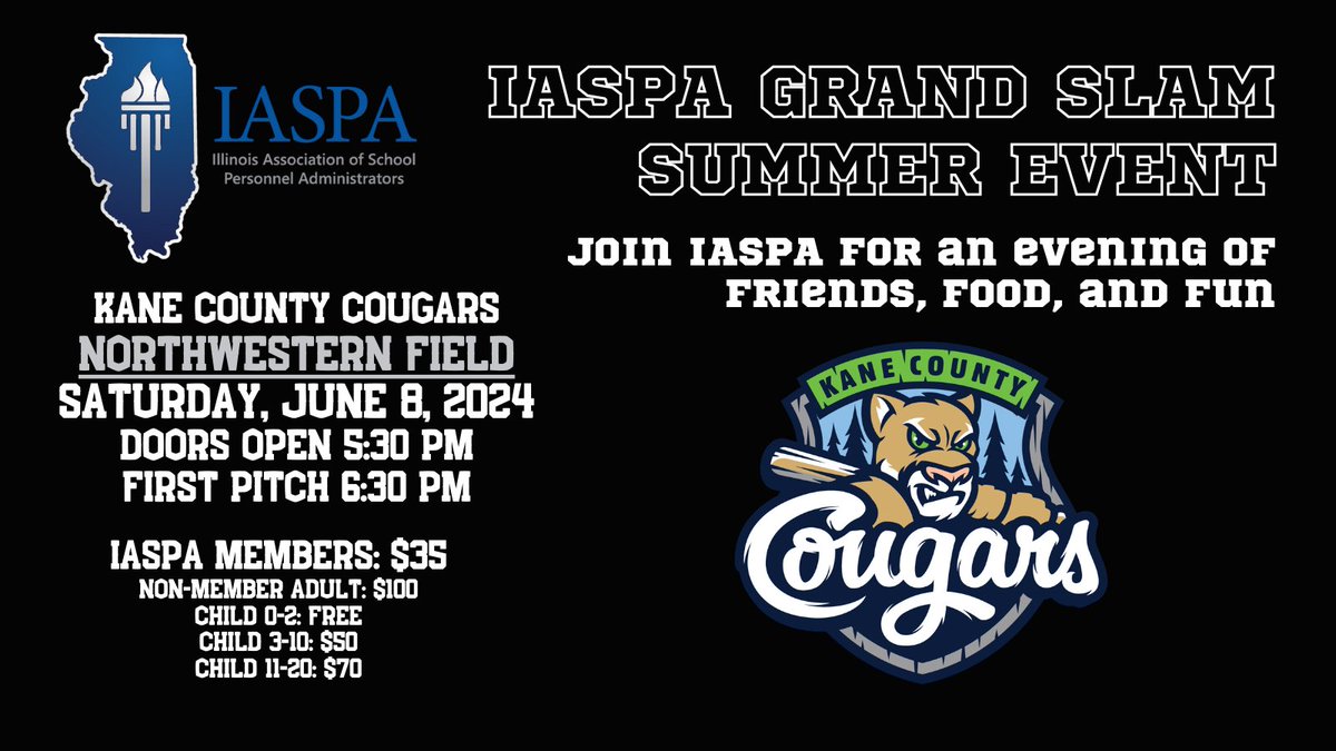 When you register for the @_IASPA_ #SummerCelebration don't forget to use 'Cougars2024' so save $$$ on tickets for our ⚾️GrandSlam 🌭🇺🇸🥧🎇celebration! #ILHRLeaders 🔗👇 iaspa.org/events/iaspa-m…