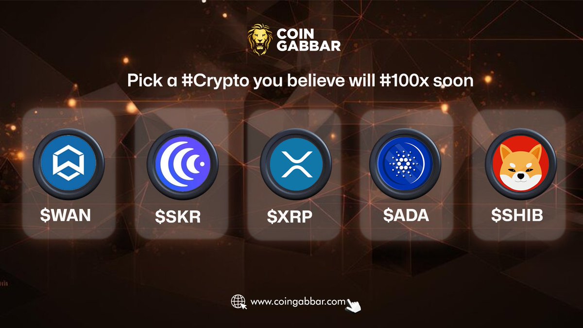 Pick a #Crypto you believe will #100x soon .

▶️ $WAN 
▶️ $SKR
▶️ $XRP
▶️ $ADA
▶️ $SHIB

#Wanchain #SKR #XRPRipple #wallstmemes #Cardano #ShibaInu #SHIB #CoinGabbar #cryptocurrency