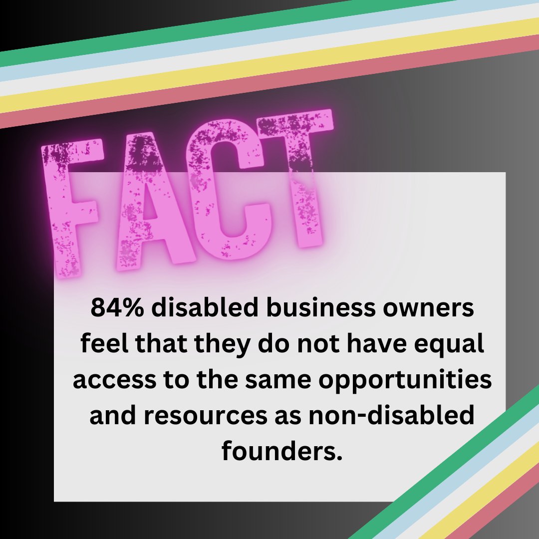 Did you know 84% disabled business owners feel that they do not have equal access to the same opportunities and resources as non-disabled founders.

#disability #disabilitysupport #disabilityinclusion #invisibleillness #invisibledisability #chronicillness #community