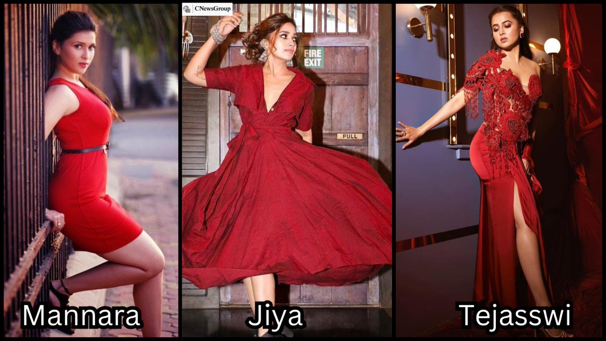 Who's your favourite in Red ❤️❤️.
Likes for #MannaraChopra 
Retweet for #JiyaShankar 
Comment for #TejasswiPrakash 
#TejRan #PriyAnkit #AbhiNara #JiyaaShankar #TejRanFam #PriyAnkitForever #BiggBossOTT2 #Mannarains #PriyankaPaltan