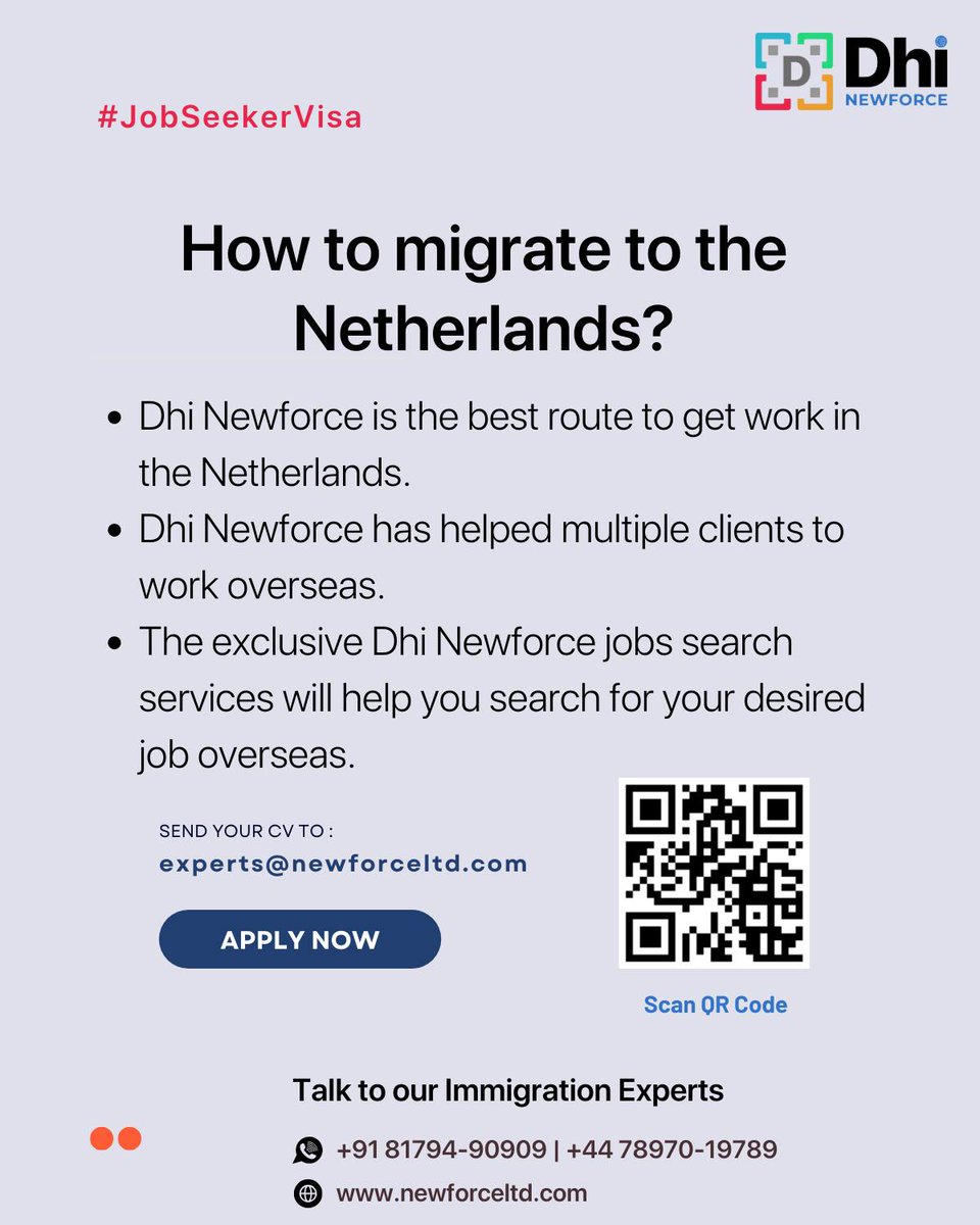 Newforce Global Services (@newforcelimited) on Twitter photo The Netherlands is calling! Trust DDhi Newforceto pave the path to your successful career overseas. Simply share your updated CV with us at experts@newforceltd.com and register on our website, newforceltd.com/in/jobs-in-net… today!"
#NetherlandsWorkVisa #DhiNewforce #2024jobs The Netherlands is calling! Trust DDhi Newforceto pave the path to your successful career overseas. Simply share your updated CV with us at experts@newforceltd.com and register on our website, newforceltd.com/in/jobs-in-net… today!"
#NetherlandsWorkVisa #DhiNewforce #2024jobs