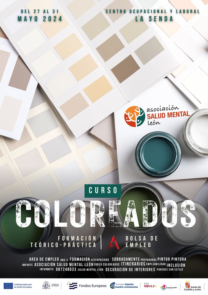 List@ para sumergirte en un mar de colores y creatividad
Curso #Coloreados 
Programa #ItinerariosPersonalizados #InserciónSociolaboral personas y jóvenes #discapacidad @ComisionEuropea 
#NextGenerationEU #FondoSocialEuropeoPlus #FSE+@jcyl @EmpleoCyL @JuventudCYL 
@saludmentalcyl