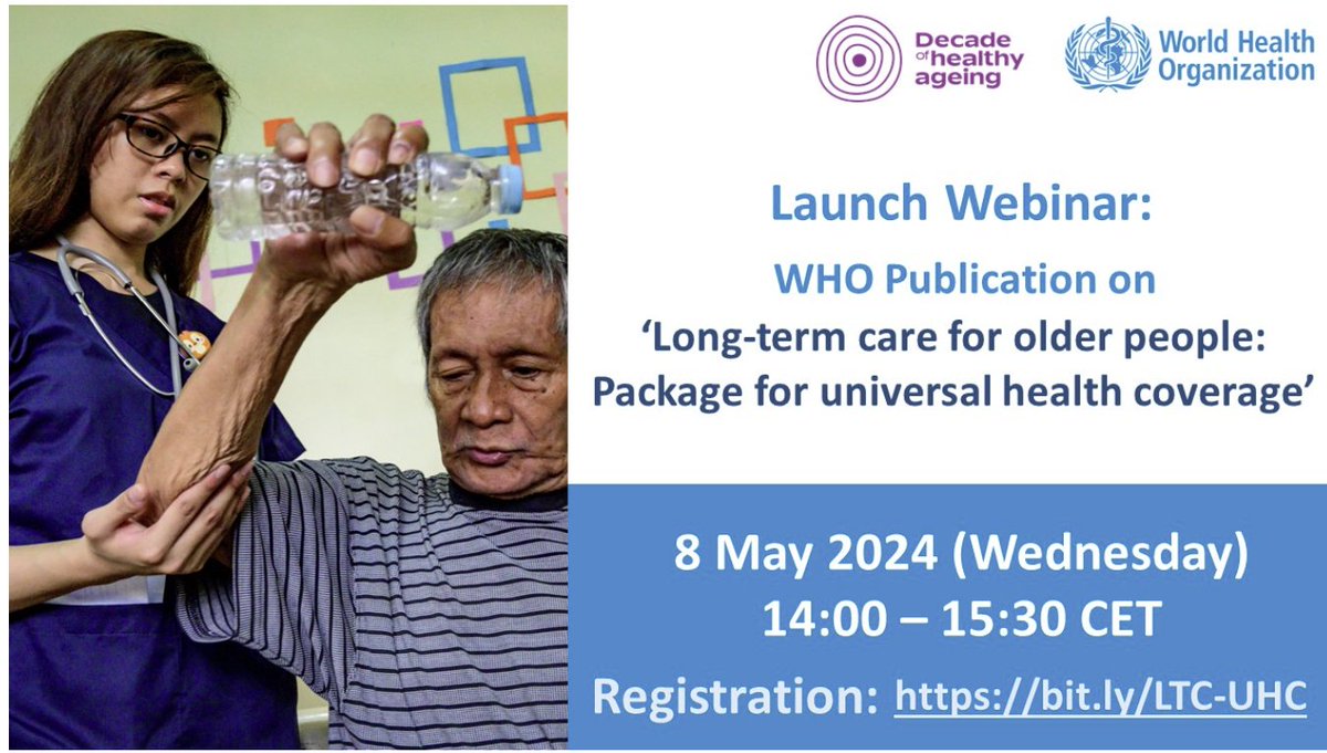DYK by 2030, 1/6 people in 🌍will be ≥ 60. To address pressing needs of #olderpeople @WHO publishes 1st guidance on long term care services for older people with interventions for 3 core needs: #healthcare #palliativecare #socialcare 👉more on 8 May bit.ly/3UmdEP7
