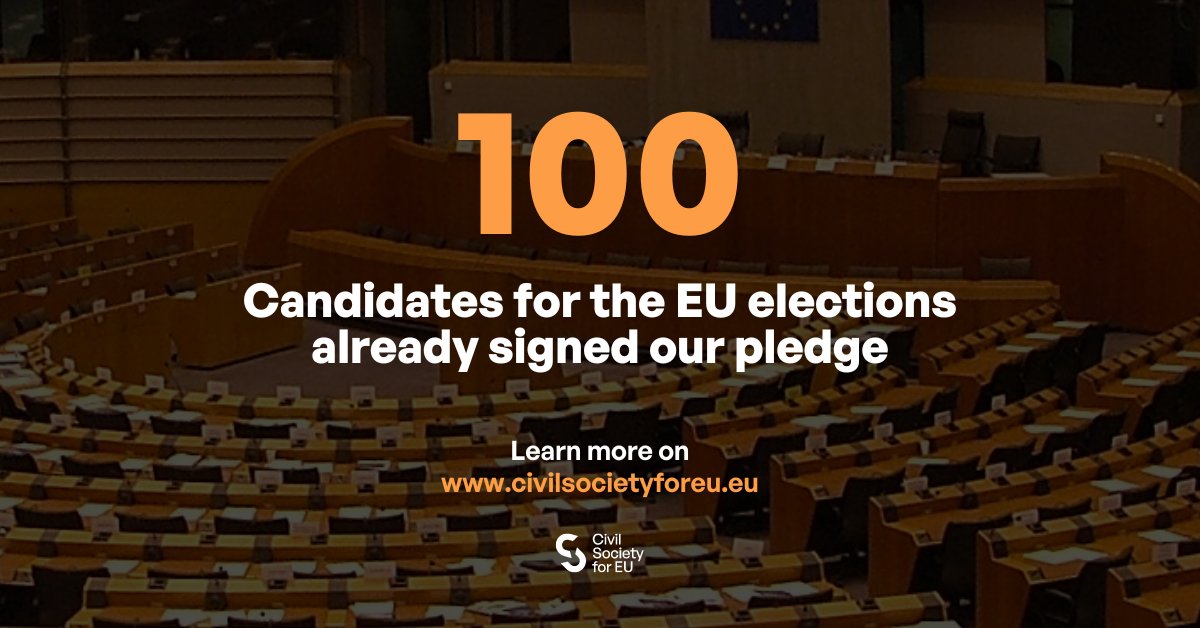 📢100 candidates to the European Parliament committed to support civil society! With 3️⃣0️⃣days to go to the #EUelections, we call on all candidates to sign our #CivilSocietyForEU pledge for better civic space and civil dialogue across the EU🇪🇺 👇 bit.ly/46SJNSE