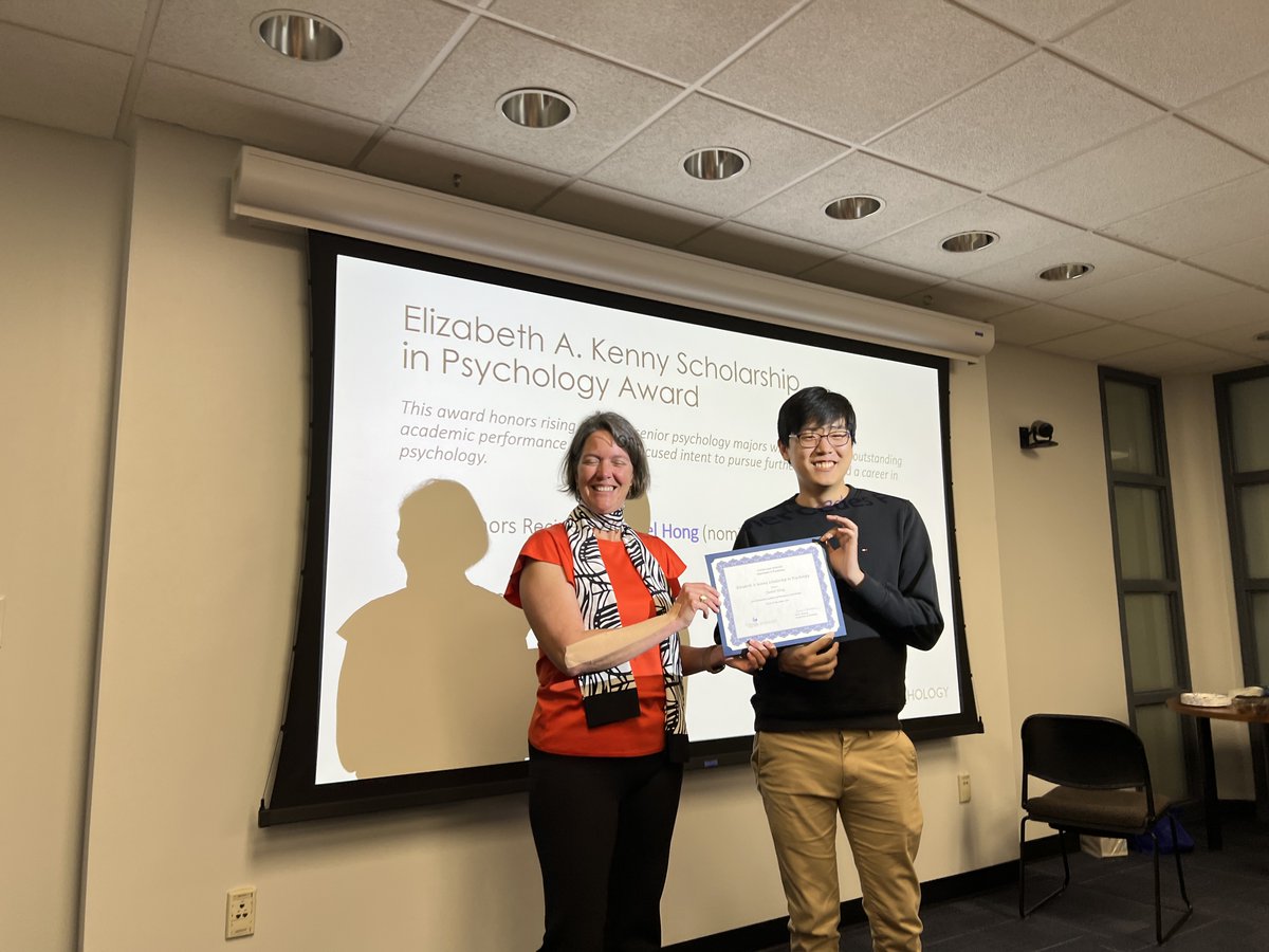 Congratulations to Daniel Hong who was recognized by the Psychology Department with the Elizabeth A. Kenny Scholarship which recognizes outstanding psychology majors who intend to pursue additional training in psychology.