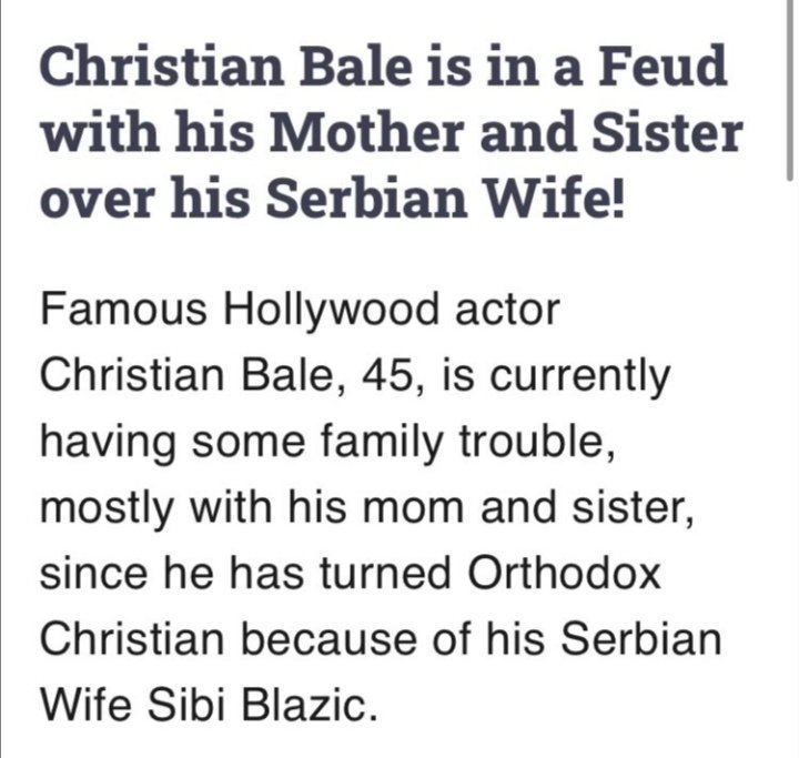 Christian Bale Orthodox confirmed