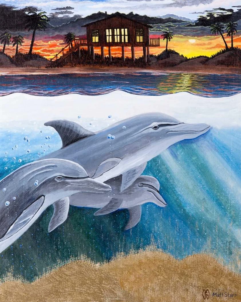 This is my acrylic painting of dolphins near a beach house at sunset.  I appreciate your feedback and sharing my art with others.   redbubble.com/shop/ap/325621…
#mattstarrfineart #dolphin #dolphins #ocean #sea #marine #animal #wildlife #beach #porpoise #sunset #beach #sunrise