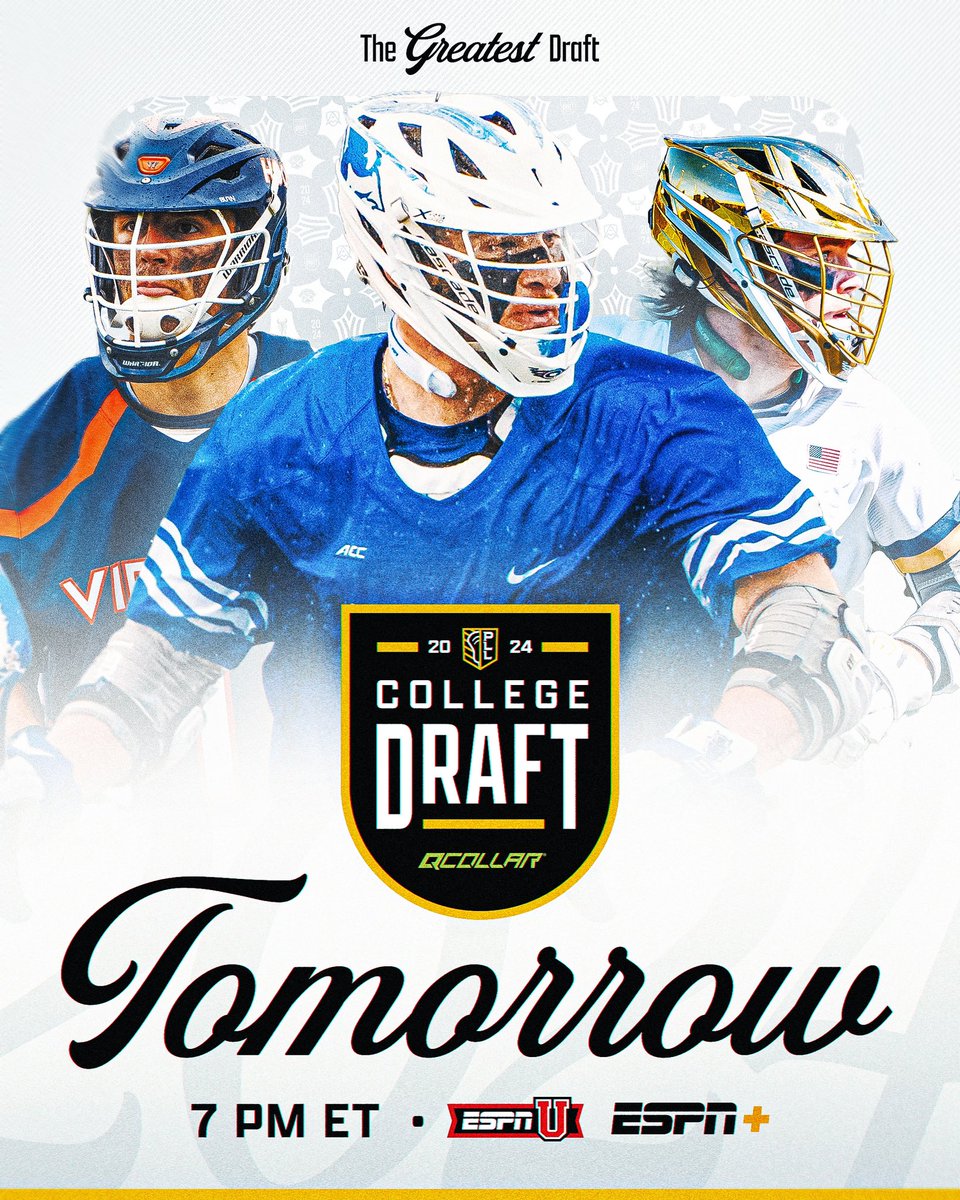 TOMORROW ⏰👀 The Greatest Draft. Watch @ 7 PM ET On ESPNU & ESPN+ Presented by @QCollarOfficial