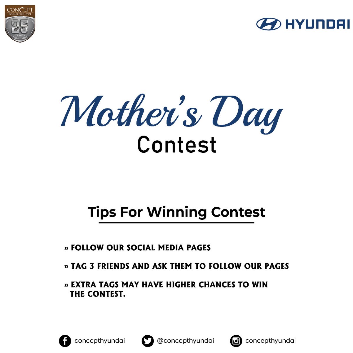 Mother's Day Contest Participate and prove to us that you are a true Hyundai fan! Stand a chance to win exciting prizes. Please read the rules of the Quiz contest. #Concepthyundai #ConceptGroup #QuizAlert #Contest #ContestAlert #Giveaway #quiztime #termsandconditions