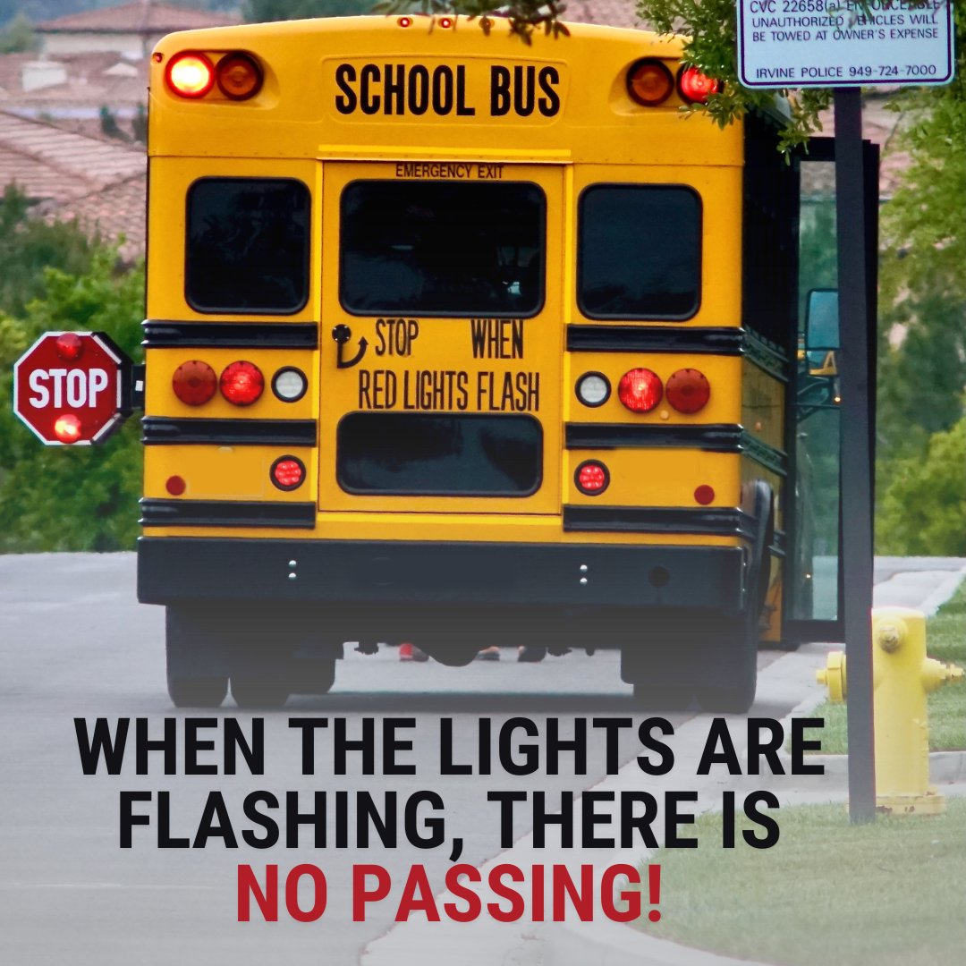 In every state, it's illegal to pass a school bus while the stop-arm is extended and the red lights are flashing. 🚍🛑 Keep our kids SAFE — just WAIT. 🚸