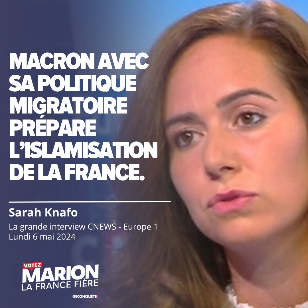 🔴 Nous voulons que la France reste française et l’Europe européenne.

🗳️Le 9 juin, faisons trembler l’Europe de Macron et Von Der Leyen ! 💪🇫🇷

#LaGrandeITW #VotezMarion