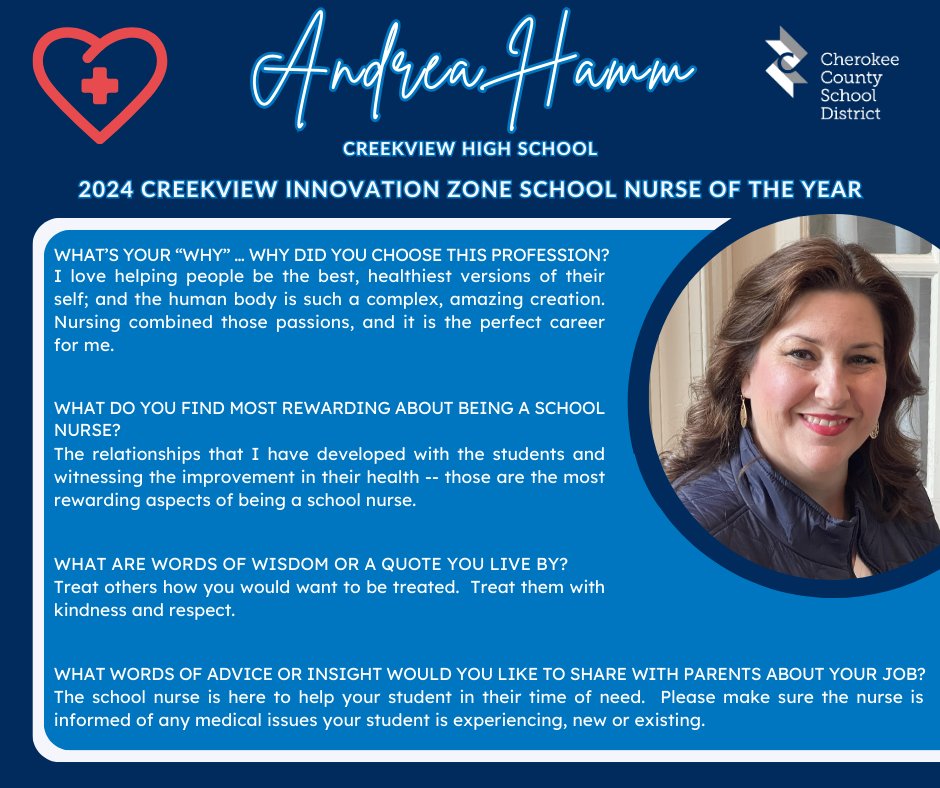 National School Nurse Day is May 8, 2024, and this week, we will introduce you to CCSD’s 2024 Innovation Zone Nurses of the Year! Stay tuned as we highlight our winners each day. Thank you to all CCSD nurses for the care you provide daily to our students and staff! #CCSDfam