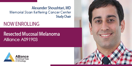 #ICYMI - .@alexshoushtari @MSKCancerCenter leads @ALLIANCE_org A091903, a phase II trial to test whether nivolumab in combination with cabozantinib works in patients with mucosal #melanoma. To learn more, visit bit.ly/Alliance-A0919… #NCI #NCTN #CancerResearch @CureMelanoma