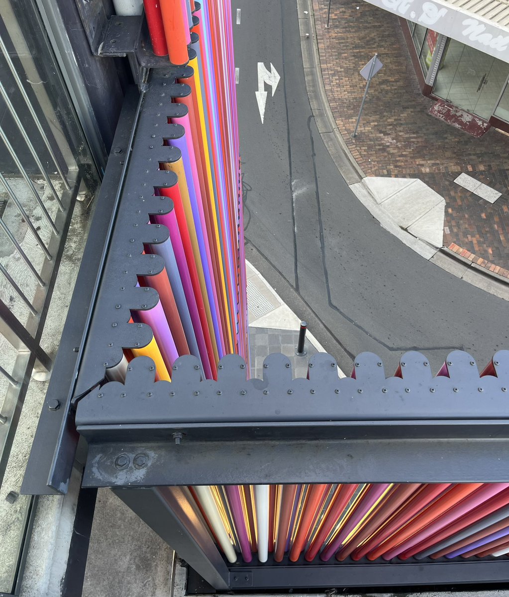 Colourful Cabramatta Carpark;
Architects @collins_turner additions & new wing, adding vibrantly coloured tubes to the facades on all sides.
Great street presence, signage, open alley through to shops beyond, successfully links 3 parts into 1 coherent scheme
#publicsydney