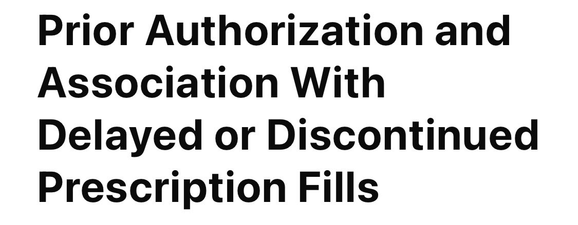 “Introduction of a new #priorauthorization policy on an established drug regimen is associated with increased probability of discontinued and delayed care.” May be “clinically consequential.”

👉 tinyurl.com/54yvzj62

⁦@ASCO⁩ #cancer #cancercare #FixPriorAuth