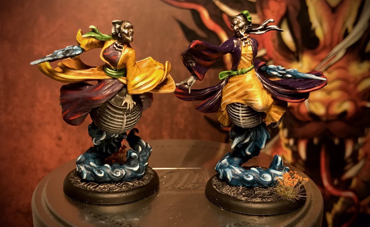 Back to #Malifaux, back to Qi and Gong. A couple of Charm Warders - cheeeeky little buggers on the table… #iWillUseAnotherChi #m3e #マリフォー #Miniatures #miniaturemonday #miniaturepainting #wyrdgames #playwyrd #tabletopgaming