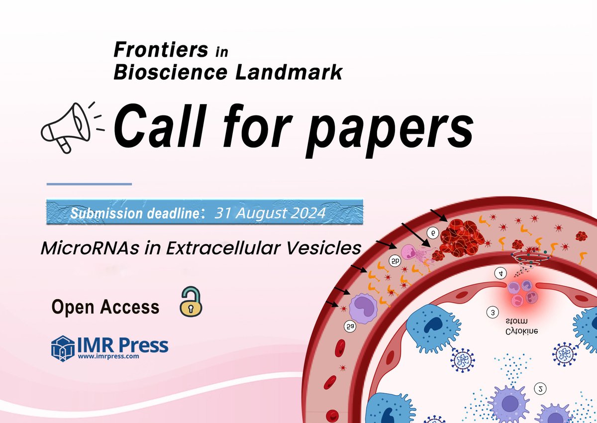 #FBL @Landmark_IMR is excited to announce a call for papers for a Topic Collection  🙌'MicroRNAs in Extracellular Vesicles'  
🕝Deadline: 31 August 2024
👉Contact:truda.ng@imrpress.com
🔎Submission link:
imr.propub.com/access/login

#CellBiology #Metabolism #callforpapers