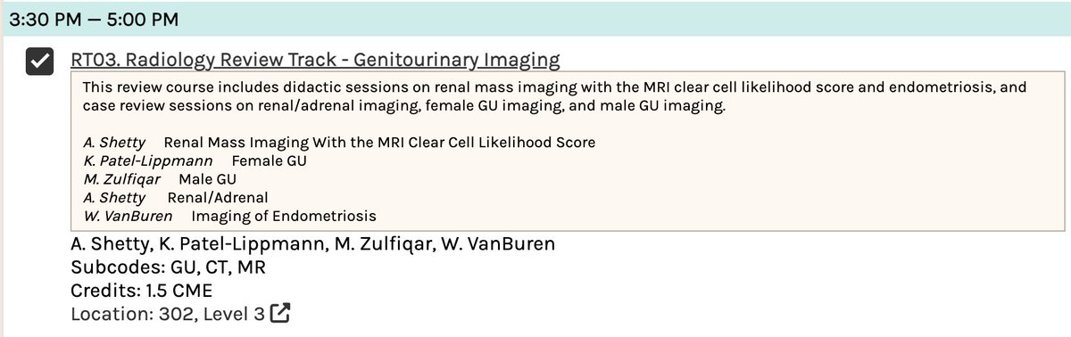 Short didactic sessions on the MRI ccLS renal mass system and endometriosis sandwich rapid fire case sessions on female GU, male GU, adrenal and renal diseases. Catch in person at #ARRS24, live streaming or on-demand. @MIRimaging @WUSTLmed @WashUAcadEd
