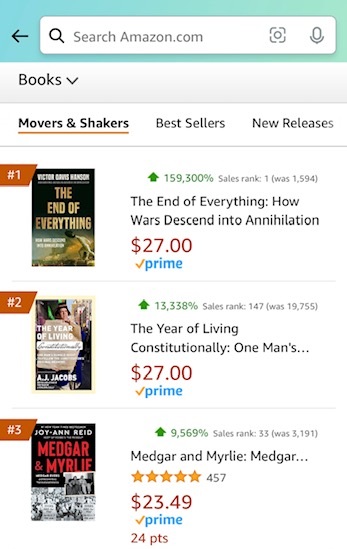 Congratulations, @VDHanson! THE END OF EVERYTHING was #1 on Amazon this weekend. Have you ordered your copy yet? On sale tomorrow 05.07.24! Learn more: hachettebookgroup.com/titles/victor-…