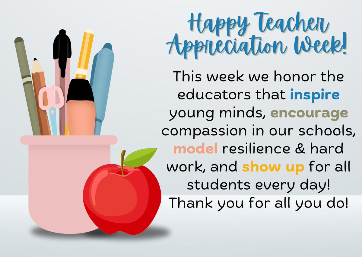 🍎✏️Feeling grateful to work with the best teachers around and that my three kids get to learn from them each and every day! Hoping this week our educators feel the love! #cbsdproud #TeacherAppreciationWeek #GratitudeAndAppreciation