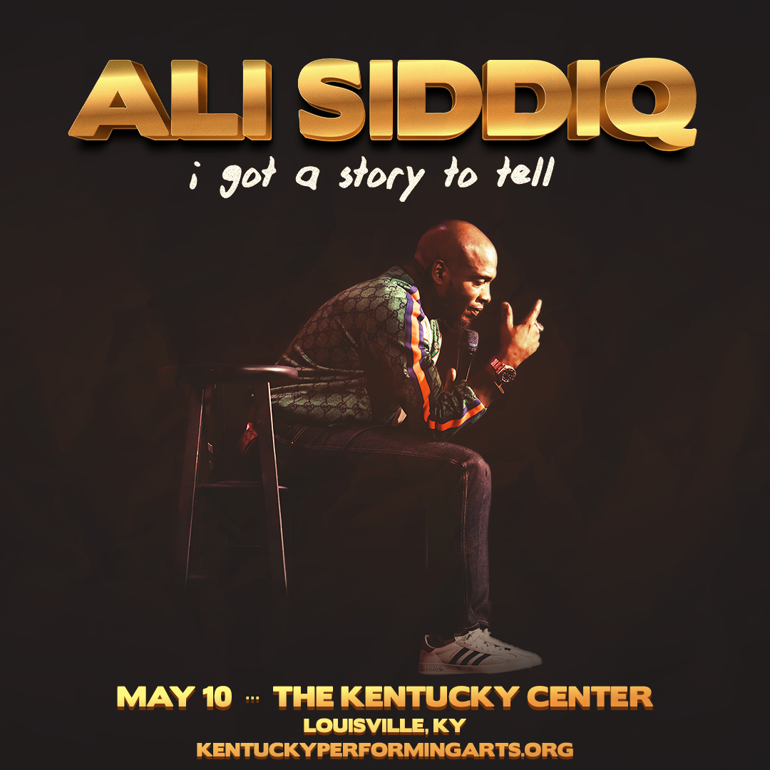 THIS FRIDAY! Don't miss comedian @Ali_Speaks LIVE at @KyCtrArts - Bomhard Theater May 10. 🎟 Grab tickets now at bit.ly/KPAAliSiddiq.
