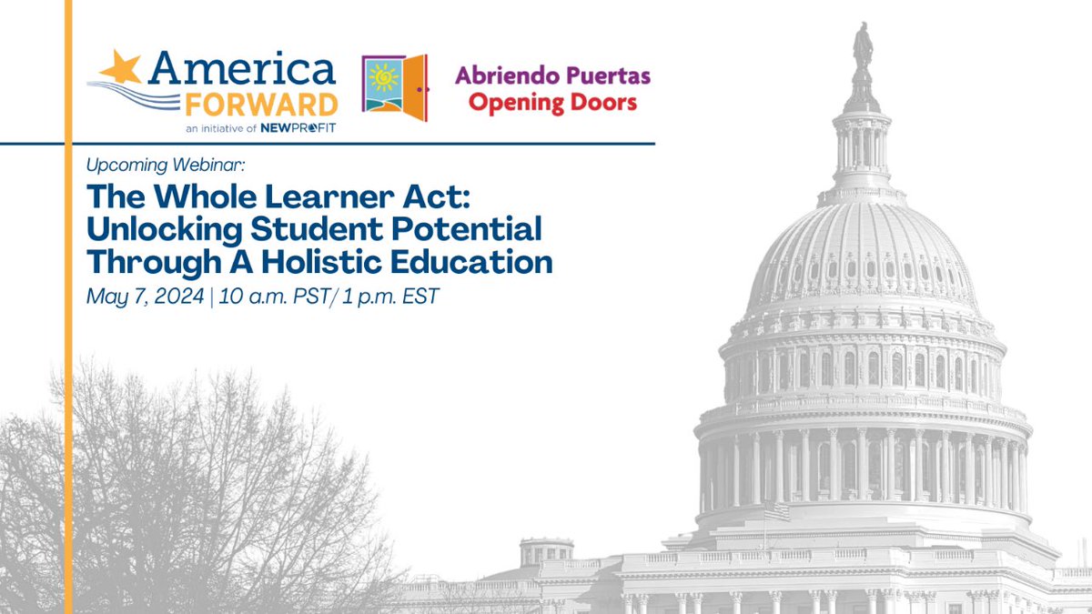 Don't forget to join @America_Forward + @AP_OD_National's upcoming webinar: The Whole Learner Act: Unlocking Student Potential through a Holistic Education✏️🍎 Join Tuesday to learn how #wholelearner education can help students thrive!  Register now: ap-od-org.zoom.us/webinar/regist…