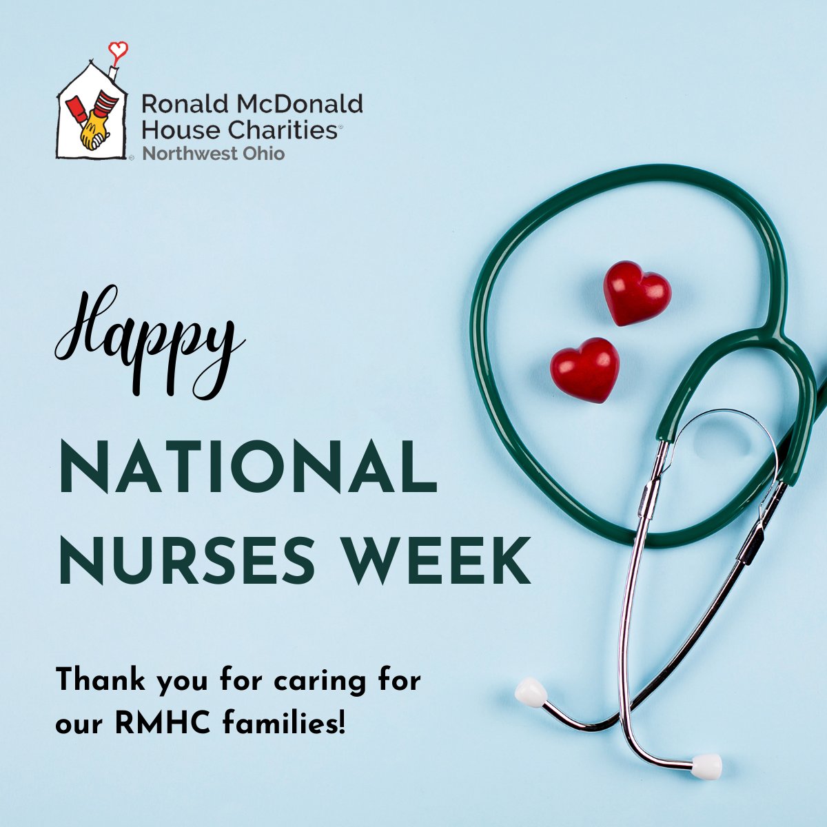 This week we proudly celebrate nurses for National Nurses Week. Thank you for making the world a happier and healthier place. We appreciate the care you provide to RMHC families. #NursesWeek