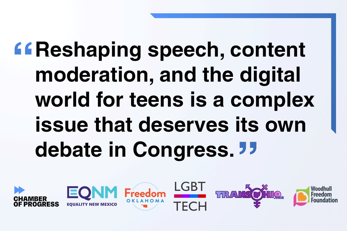 LGBT Tech joins coalition of tech and LGBTQ groups emphasizing to Congress the importance of avoiding the insertion of a KOSA amendment into FAA reauthorization. We are delighted to join the letter with @ProgressChamber @equalitynm @FreedomOkla @trans_ohio and @WoodhullFreedom