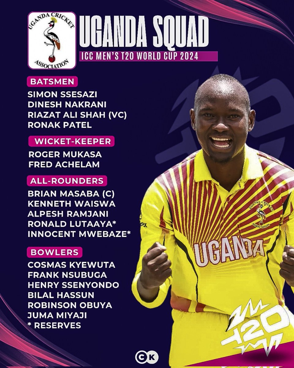 Finally @CricketUganda has announced the 15-member squad that will compete at the @T20WorldCup - a strong squad indeed so best of luck to the lads in the Caribbean in June 2024.