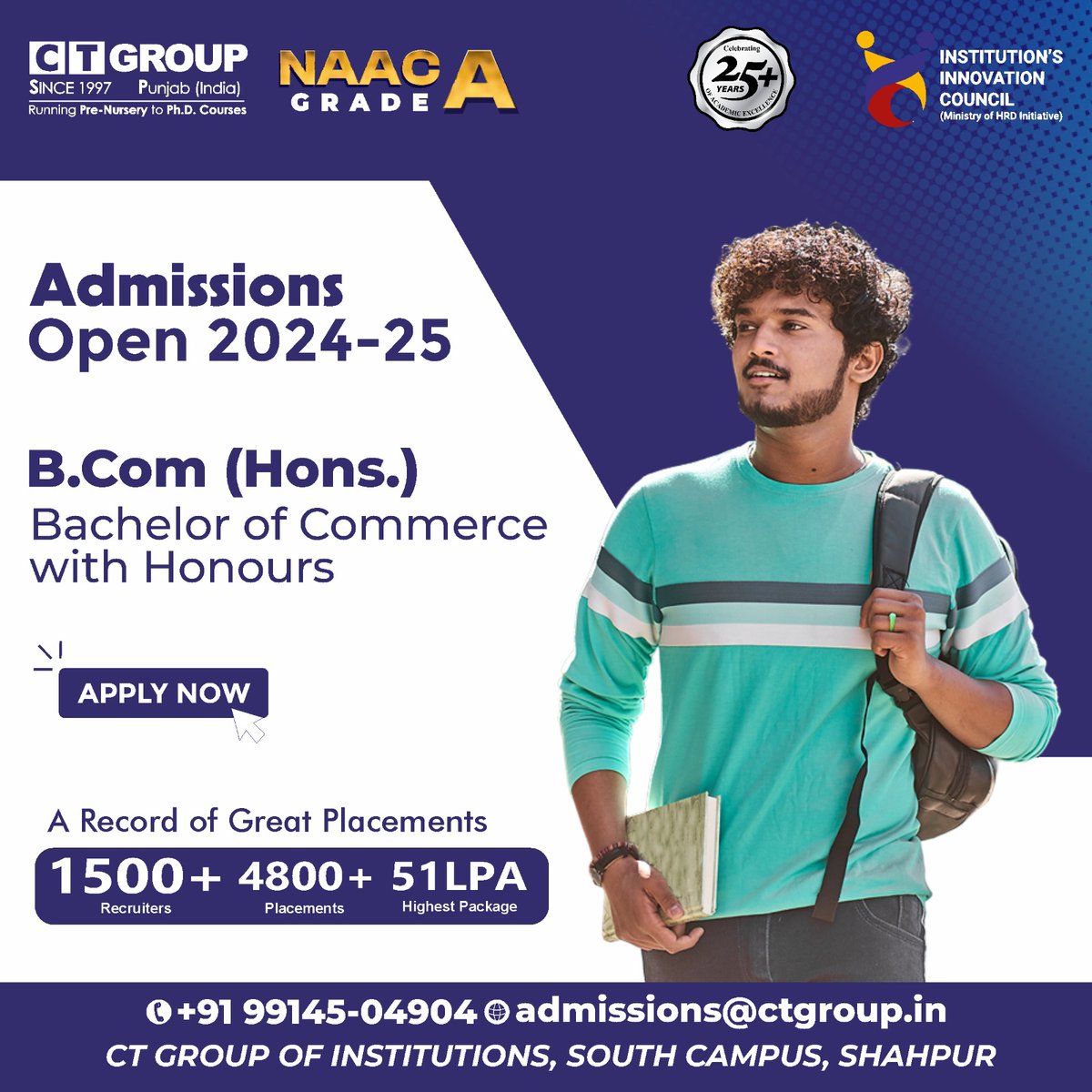 🎓 Explore Your Future with CT Group of Institutions! 🎓 Join us for an exclusive opportunity to shape your career: 🌟 Admissions Open 2024-25 🌟 Program: B.Com (Hons.) - Bachelor of Commerce with Honours Experience a curriculum designed for success.