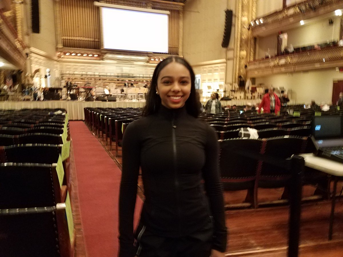 Students from the Boston Arts Academy took the stage at Symphony Hall as the first performance in the annual Concert for the City. 16-year-old dancer Leah Pires from Dorchester: 'It's an amazing experience!' @bostonartsacad