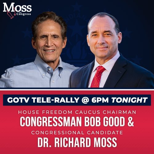The MOST important election of our lives is tomorrow! 

No one knows what’s at stake more than my friend House Freedom Caucus Chairman Bob Good. 

That’s why I’m endorsed by Leader Good, and he, alongside special guests from Washington, are joining me TONIGHT for a Tele-Townhall!