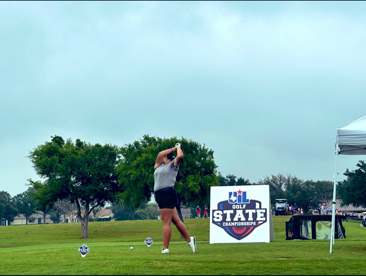 Great day to have a great day at @uiltexas state golf tournament! Corrina Haros up - this @MHSTigerGolf athlete Tee’s off for her FOURTH consecutive state tournament! Incredible! @MISDathletics @MHSAmbush