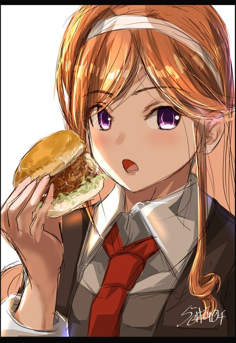「ハンバーガー 上半身」のTwitter画像/イラスト(新着)
