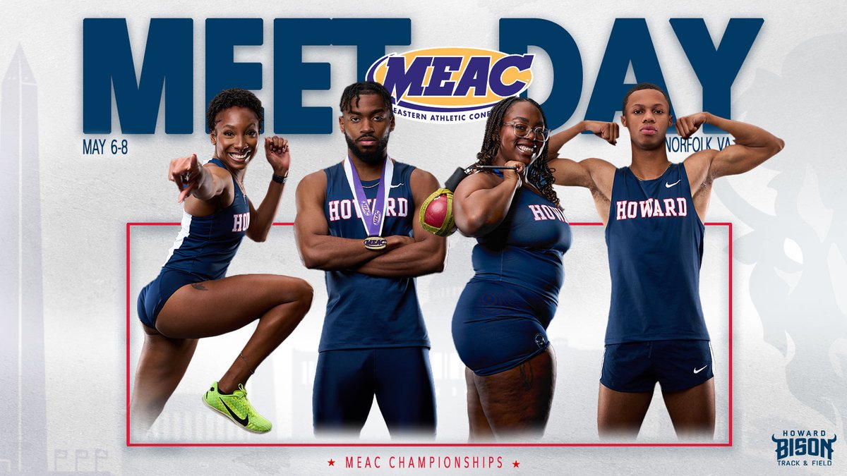 🏃🏾🏃🏾‍♀️ | Are you ready to cheer on the Bison?! Get excited as @HUBisonTFXC kicks off the 2024 @MEACSports outdoor championships in Norfolk this afternoon! 📈: bit.ly/4dvBdxG 📰: bit.ly/4bpzN5Z #BleedBlue
