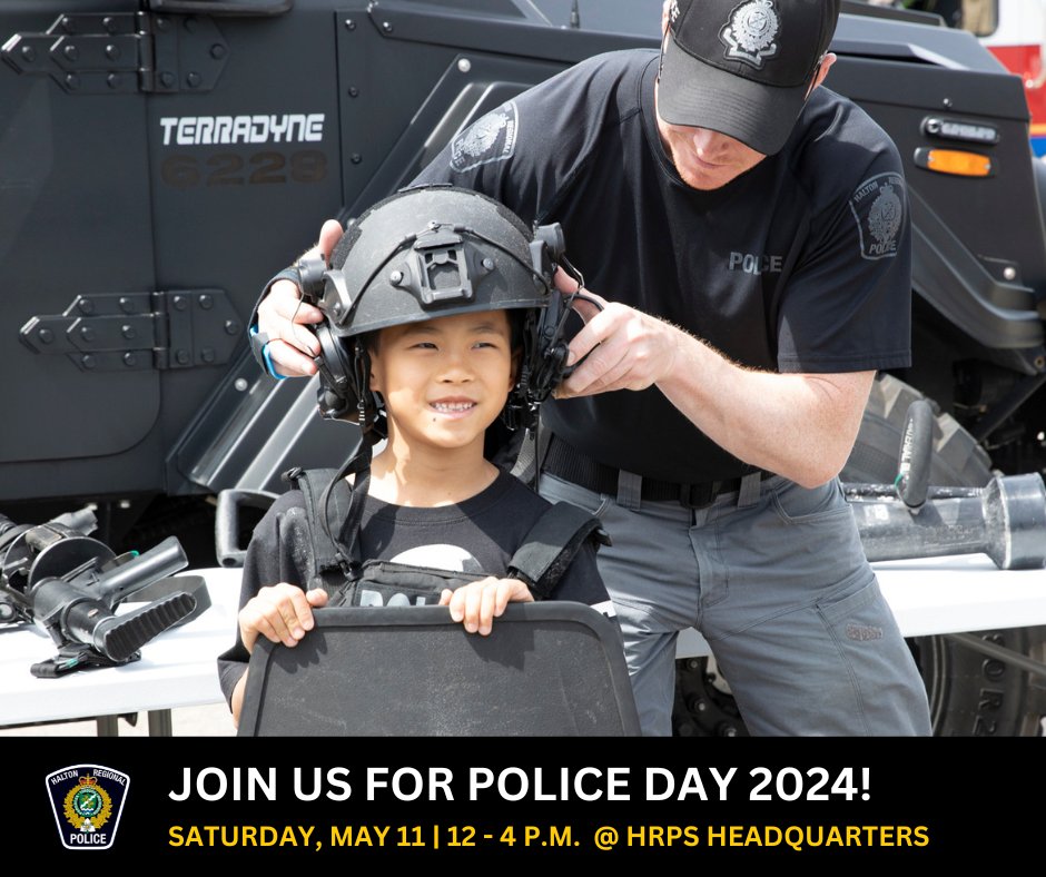 The HRPS would like to invite community members to its 22nd Police Day on Saturday, May 11th! The free, family celebration of policing will take place, rain or shine, from 12:00 p.m. until 4:00 p.m. at HRPS Headquarters. More info: bit.ly/4acXFsy