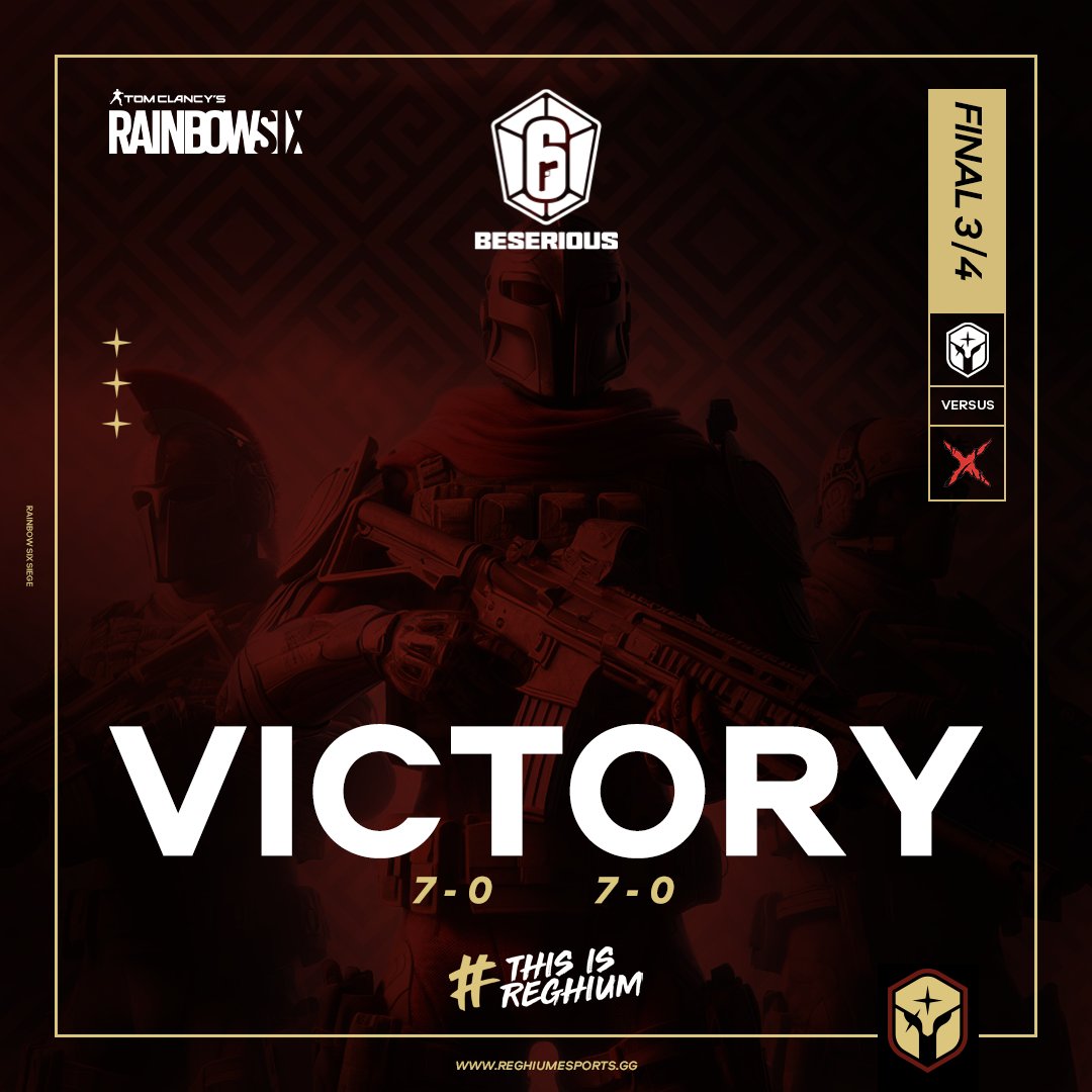 🥉 After many battles, our team conquers the long-awaited and well-deserved podium in third place! 

@BeSeriousR6

#ThisIsReghium⚔️

#esports #gaming #twitch #streaming #fps #team #player #r6 #rainbow6 #R6BeSerious