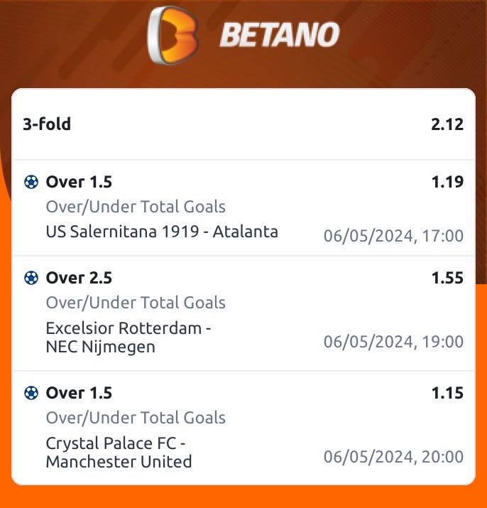 BET OF THE DAY on BETANO 🔞 Booking code ⏩️ G77R3JA2 Register here: bit.ly/3OW5paM Get upto 200k bonus on your first deposit! Promo code: SAK100 Bet responsibly 🔞