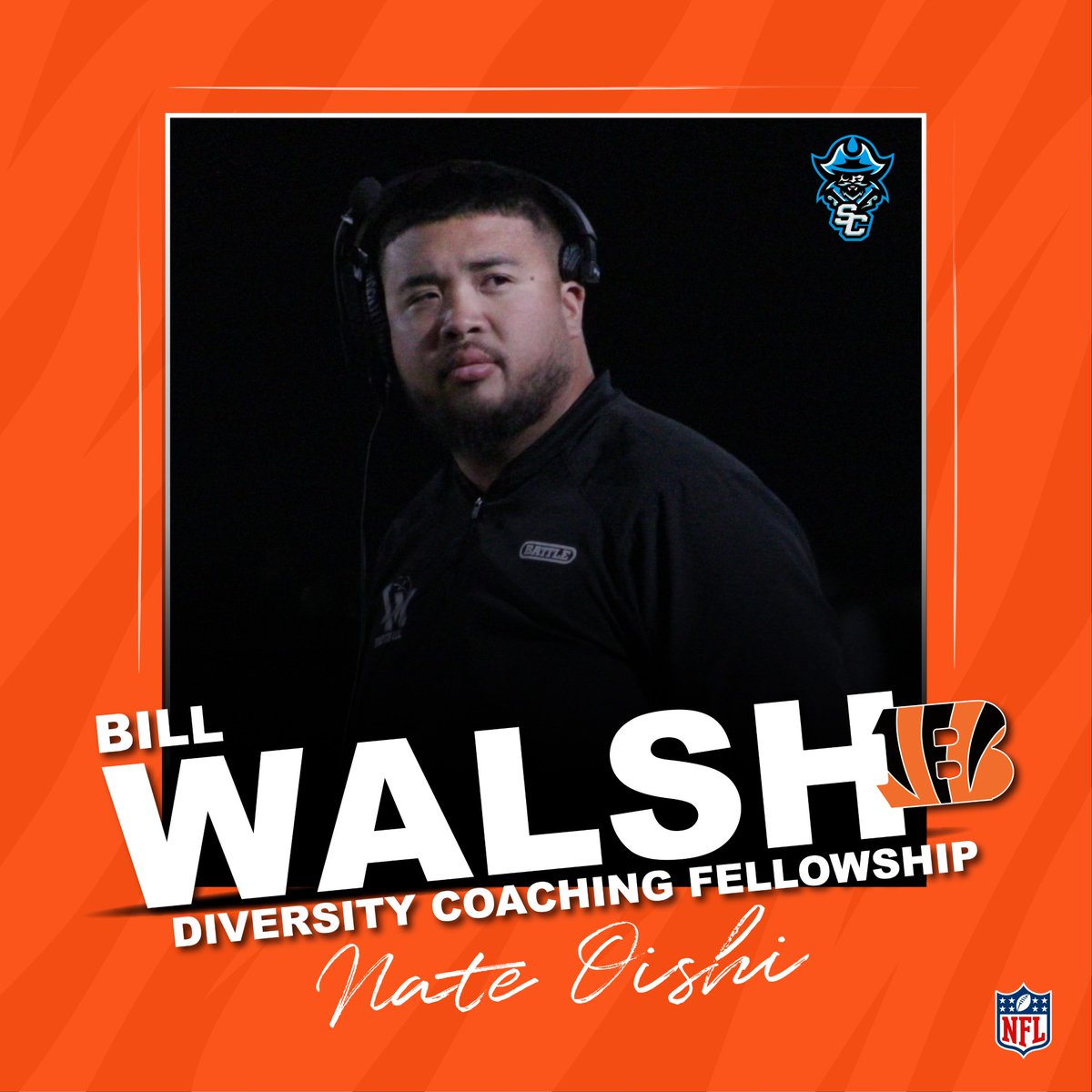 Congratulations to #NCMFC member @CoachNateOishi for being selected for the @Bengals Bill Walsh Diversity Coaching Fellowship! #JoinTheCoalition #PreparePromoteProduce