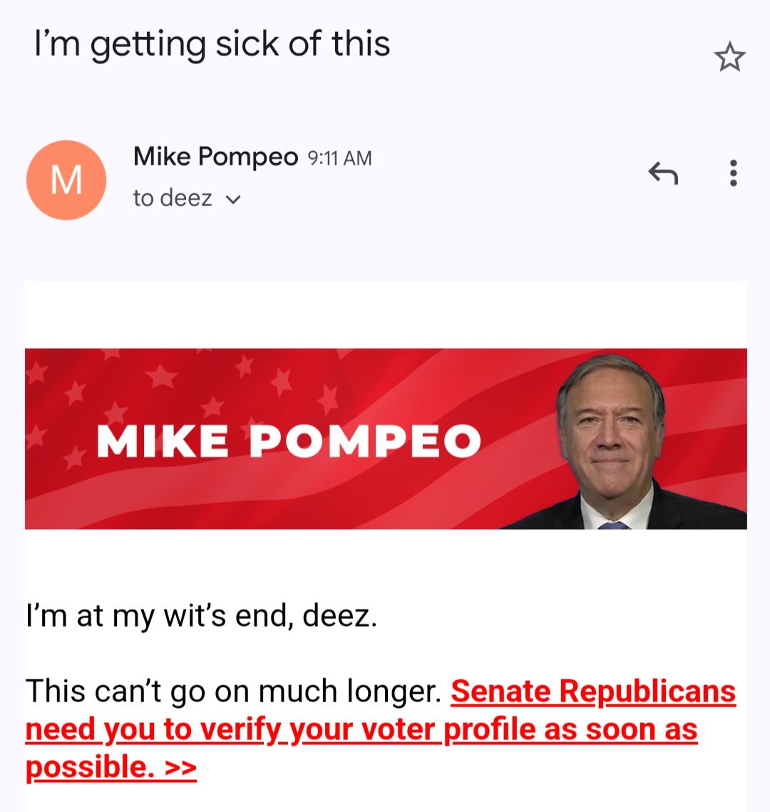 We're gonna need a wellness check on Mike Pompeo.