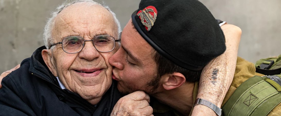 'I was not saved from the #Holocaust, I survived it,' said Menachem Haberman as he sat with his IDF soldier grandson in a meeting with the #IDF about his experiences. #Israel #HolocaustMemorialDay #HolocaustRemembranceDay #AMYISRAELCHAI