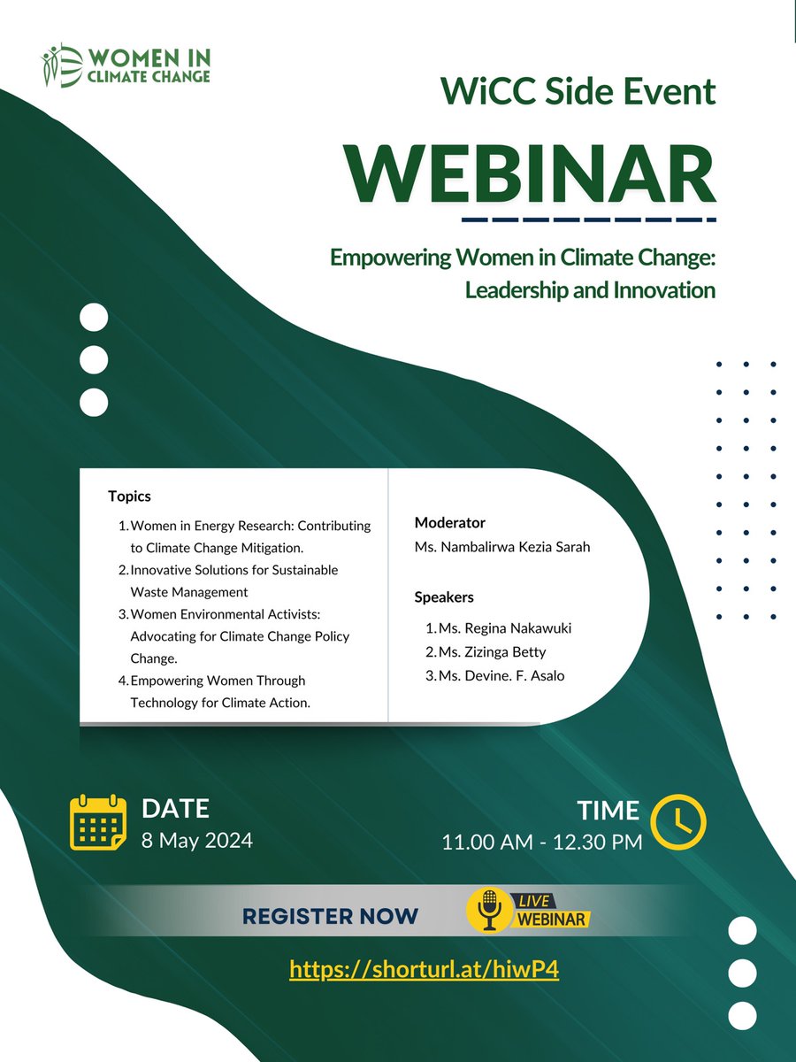 It's here again, Time to listen to #women #leaders in #climate change and #innovations.
Please register-link: shortur.at/hiwp4
#WiCC2024
#Womeninclimate
#YouthinAction