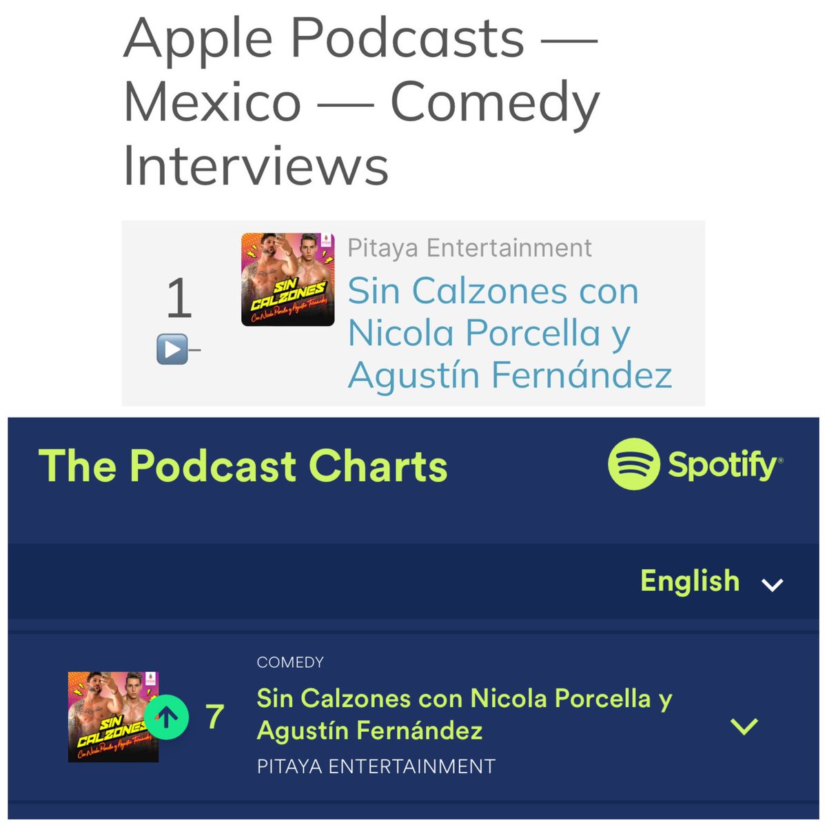 PODCAST SIN CALZONES
Apple Podcasts Comedy Interviews 🇲🇽 #1 
Spotify Podcasts Comedy 🇲🇽 #7
#KeepListening 🎧 
podcasts.apple.com/us/podcast/sin…
open.spotify.com/episode/3wTxrm…