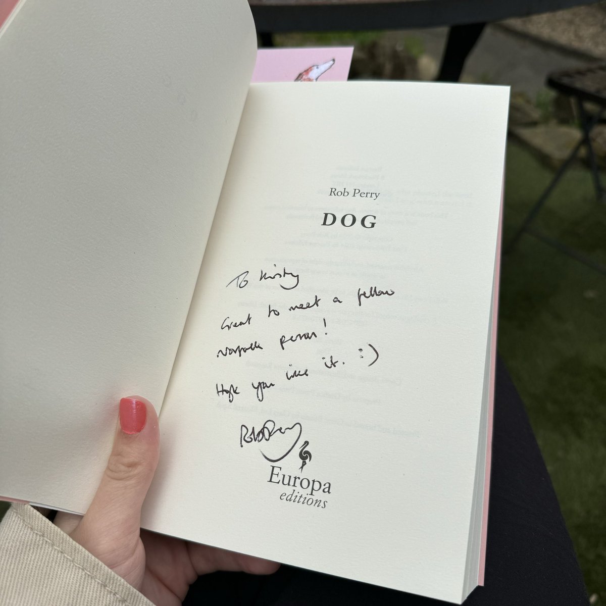Can’t beat some bank holiday reading in the garden! It was great meeting Rob Perry at the launch of Dog at @SheffLibraries last week, and to discover he’s also from Norfolk! Great debut 📖💘