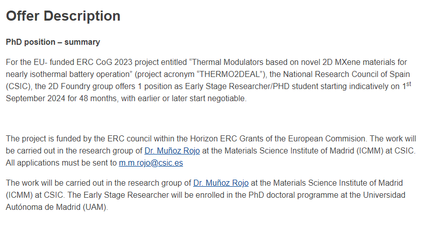 💥#JobOffer!
👉 PhD position – Thermal Characterization of 2D materials
⚡️We are looking for physicists for @2d_foundry
📌More info: euraxess.ec.europa.eu/jobs/168830