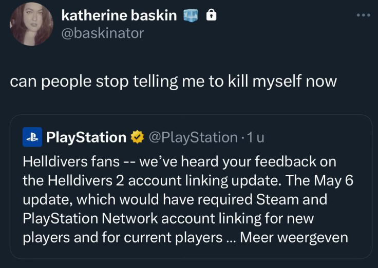 Very sad, seems angry Steam users wished death on the community manager of Helldivers 2/Arrowhead. This is no the way to act, ever! 😐👎