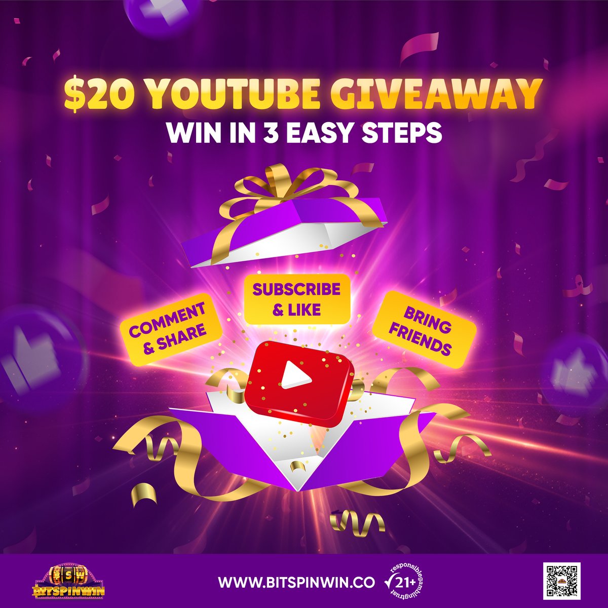 ❤️‍🔥𝐆𝐫𝐨𝐰 𝐎𝐮𝐫 𝐂𝐨𝐦𝐦𝐮𝐧𝐢𝐭𝐲 & 𝐖𝐢𝐧!❤️‍🔥 Here's how to win $20? 🔔✅ 𝐒𝐮𝐛𝐬𝐜𝐫𝐢𝐛𝐞: t.ly/BitSpinWinYout… 👍💬 𝐋𝐢𝐤𝐞 & 𝐂𝐨𝐦𝐦𝐞𝐧𝐭: Show us some love! 📣👫 𝐒𝐡𝐚𝐫𝐞: Bring friends to our channel. . #subway #GamblingTwitter #MondayMotivation #slotgames