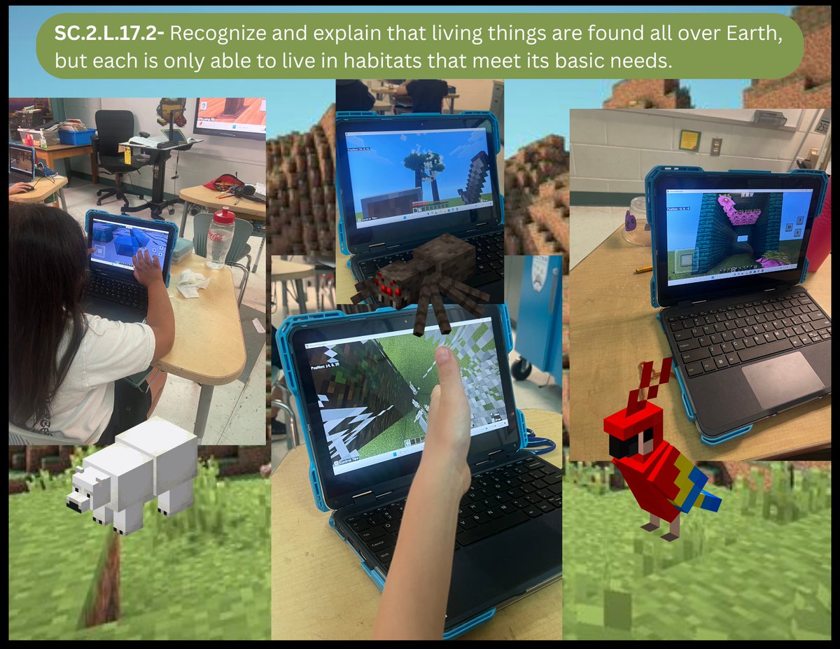 ErinAThomas14's tweet image. Visited a 2nd grade classroom at @DuvalSchools Greenland Pines Elementary last week where students were discussing animal habitats. These students couldn't wait to jump into @PlayCraftLearn to create a habitat for their animal of choice!
#GameBasedLearning
#MinecraftEdu